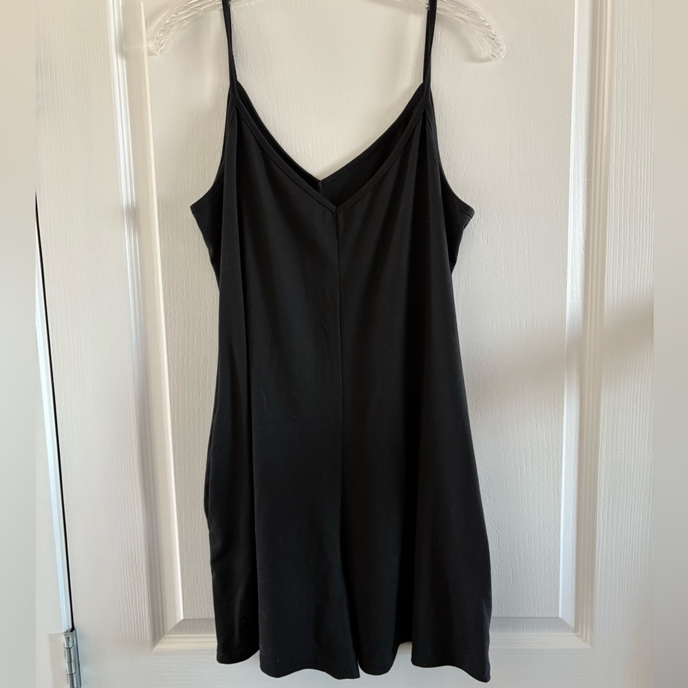 Elegant Black Spaghetti Strap Romper with Pockets